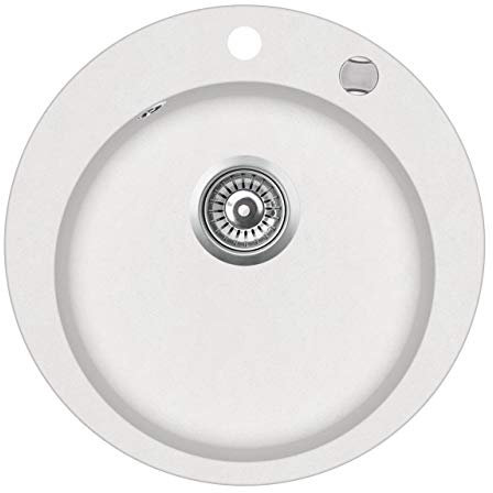 KERABAD Granit Einbauspüle Küchenspüle Spülbecken Spüle rund weiss Ø 50,5 cm