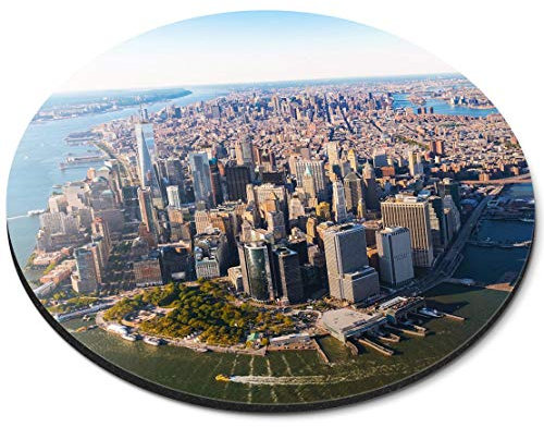 Lower Manhattan New York City - Flexible Round 5mm Rubber Mouse Mat Pad Office Home Novelty Printed Desk Accessory - 45629