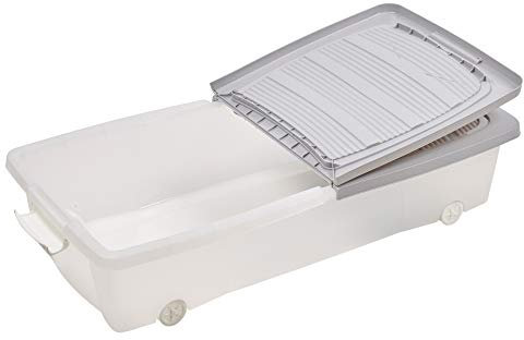 URBNLIVING 40 or 55 Litre Large Under Bed Plastic Storage Box Wheeled with Lids for Shoes, Clothes and Toys (Grey, Small (60 x 39 x 17cm))