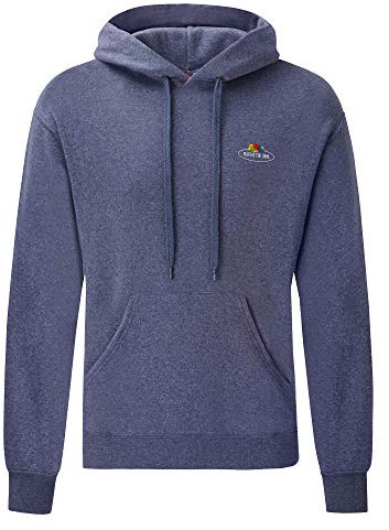 Fruit of the Loom Kapuzen-Sweat mit kleinem kleinem Vintage-Logo, Farbe:Vintage Navy meliert - Vintage-Logo klein, Größe:M