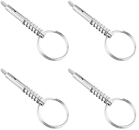 4PCS Quick Release Pin, MoreChioce 1/4 inch Stainless Steel Bimini Top Pin Spring Marine Pin with Pull Ring Silver Marine Hardware Boat Accessories For Top Deck Hinge,Length 51mm