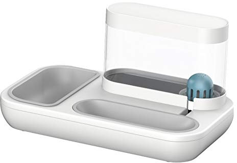 WPCASE Dispensador De Agua para Perros Botella Pipi Perros Fuente De Agua Automática para Gatos Cuenco Doble Mediano para Gatos Cuenco para Perros Y Mascotas White