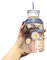 JZSMY Botella de agua de jugo de leche de 480 ml con escala, 2 tapas, diseño de margarita pequeña, mate, portátil, transparente, botella de vidrio creativa y práctica (6 flores transparentes)