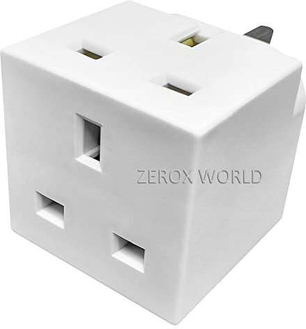 LUXFAB 2 Way Multi Plug Adaptor - 3 Pin UK Socket Extender - Power Cube Extension Adapter For Office, TV, Kitchen and Indoor appliances - Double Plug Converter UK - 250V 13 Amp (2 Way, White)