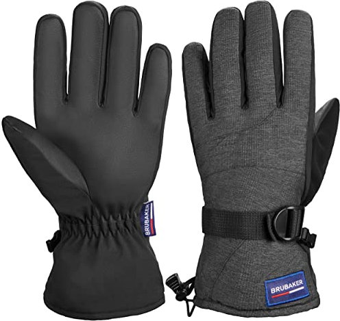 BRUBAKER Winterhandschuhe Wasserdicht und Winddicht - Herren und Damen Handschuhe für kalte Tage - Extra Warme Thermo Skihandschuhe für Ski Snowboard Winter und Schnee - Anthrazit Größe S/M