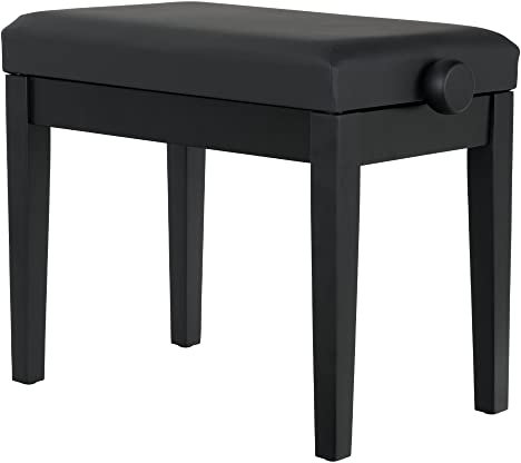 Classic Cantabile Pianobank Modell P - Schwarzes Polster aus Kunstleder - Höhenverstellbar von 48 bis 58 cm - 2-fache Kreuz-Mechanik - Massive Holzkonstruktion - Schwarz Matt
