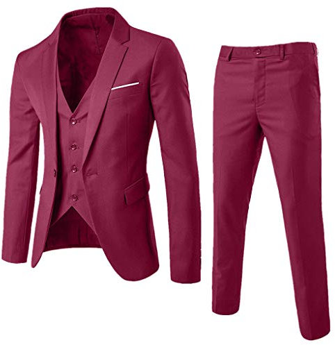 Ronony Herren 3-Teilig Anzüge Business Smoking Slim Fit Party Herrenanzug Sakko Hose Weste Jogging Gym Fitness Sporthose für Männer Lange Trainingshose Herren Sport Jogger Fitnesshose Trekkinghose
