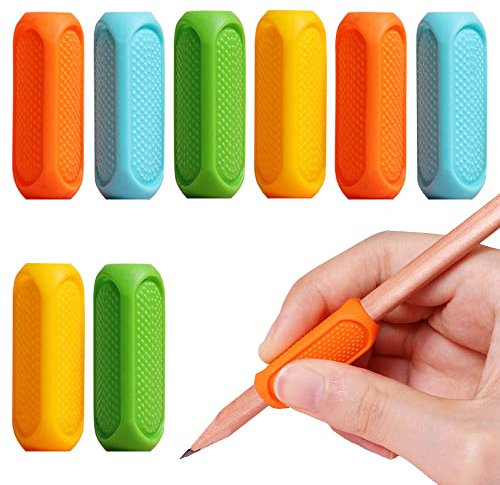 MAYUCYING 8 Pcs Silicone Pencil Grips for Kids Handwriting Writing Tool Handwriting Grip for Kids Handwriting Toddlers Preschoolers Children School Supplies