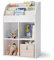 Bellabino Kinderregal Koro, Bücherregal für Kinder, Spielzeug Aufbewahrung, 3 Fächern für Bücher und 4 Fächern für Boxen, weiß