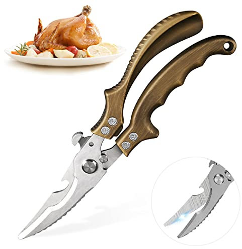 Geflügelschere Küchenschere, Edelstahl Mehrzweckschere Geflügelschere, Schwerlast Federmechanismus, für Hähnchen, Truthahn, Fisch, Gemüse, Einfach Zu Halten, Geschenk für Männer, Frauen, Papa, Mama