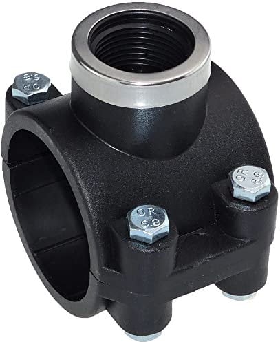 Molyrrd Pipe Clamp | PE Anbohrschellen mit Verstärkungsring | Schwarz, 50 mm x 1/2 Zoll