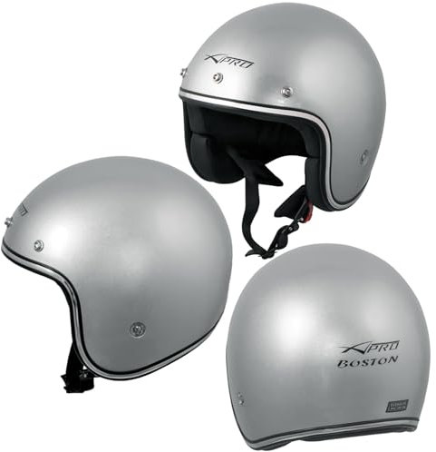 Motorradhelm Helmet Jet Homologated ECE 22-06 Silber Custom Scooter XXL