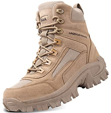5.AA B22 Stivaletti Uomo Ragazzo Scarpe Antinfortunistica Scarponcini Trekking Da Lavoro Polacchine Tattici Giallo deserto 40 EU