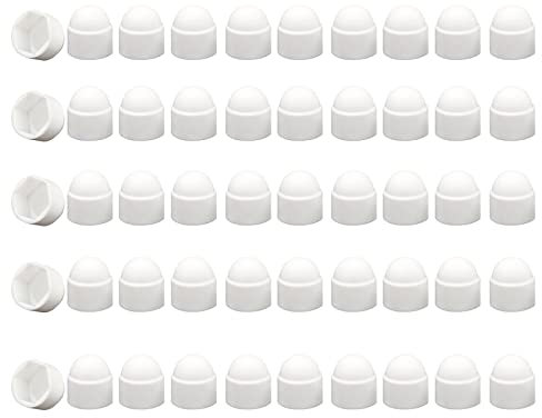 Copri dadi esagonali, 50 pezzi da 22 mm, tappi di protezione per bulloni a cupola, in plastica, per bulloni, viti esagonali esagonali, senza filettatura, colore bianco M14 x 22 x 27