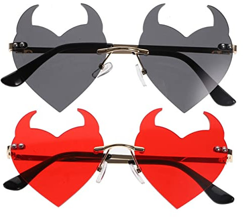 STOBOK 2st Sonnenbrille in Herzform Herzbrillen Halloween-party-sonnenbrille Vintage Sonnenbrille Herren Goth-hörner-herz-sonnenbrille Herz Brillen Rave-brille Amor Fräulein Stk Gotisch
