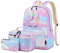 Imyth Backpack for Teen Girls School Gift Bookbag Lunch Box Pencil Bag 3 in 1 Set, Light Blue, L, School