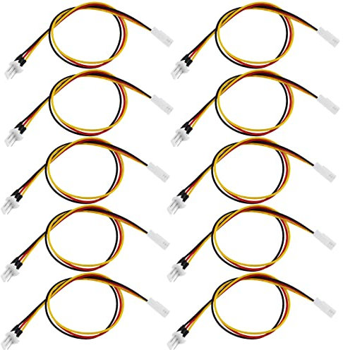 10 cables de extensión de alimentación para ventilador de PC, 30 cm, enchufe macho de 3 pines a hembra, conector de ventilador, cable de refrigeración para ventilador de CPU de computadora de