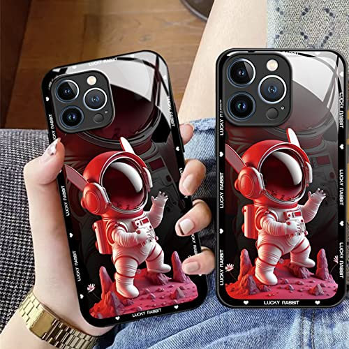 Case for iPhone 14 Pro Max, Anime Cartoon Astronaut Cute Phone Case for iPhone 14 Pro Max, Anti-Scratch Shockproof Back Sided Tempered Glass Phone Case Cover for iPhone 14 Pro Max 6.7 Inch - Black
