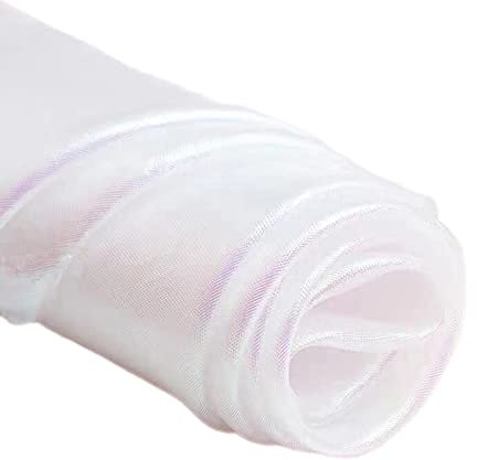 Wambere 150cmx5m Organza Stoffe,Glanz Satin Modestoff Dekostoff Kostümstoff Stoffe zum Nähen Meterware Dekorieren,Brautschleiern Hochzeitskleid Tischläufer Hochzeit Geburtstag Party Deko,Weiss