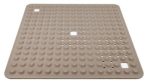 Cofan Alfombrilla de baño | Alfombra Cuadrada | para Ducha o bañera | Superficie Antideslizante | Alfombrilla con ventosas de Alta Resistencia | Medidas: 60 x 60 cm (Beige Piedra)