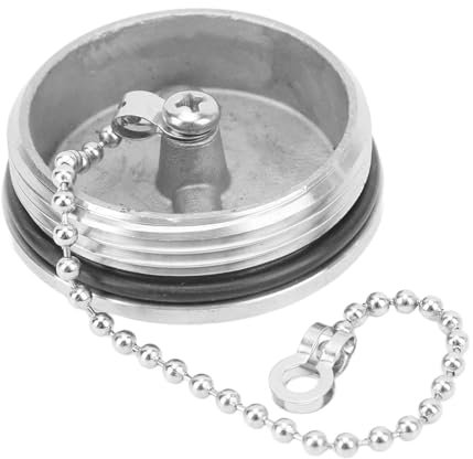 HERCHR Boat Fuel Tank Cap, Marine Stainless Steel Deck Fill Cap Polished Boat Gas Cap with Chain for Boat Yacht Caravan Boat Fuel Tank Cap Marine Boat Fill Port Marine Hardware (50mm)