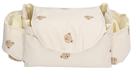Organizador de Cochecito de bebé, Bolsa de Carrito de Pañales para Pañales, Toallitas (Beige)