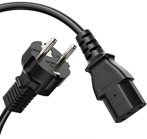 Perfecto Cable de Alimentación Euro, Enchufe Schuko recto a Conector IEC C13 recto, Cable de Accesorio para Electrodomésticos, 1.00m, negro