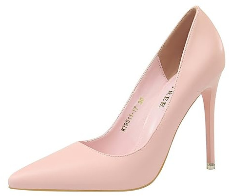 seiveini Escarpins Femme Talon Haut 10cm Bout Fermé Talon Aiguille Chaussures Femmes Escarpins Aiguilles Talons Pointus Sexy Pompe À Talon Élevé Pointu a Enfiler Mode A Rose 38 EU