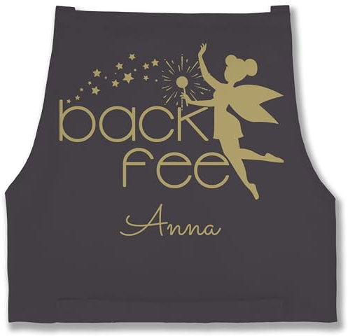 Schürze - Backschürze Damen Frauen - Back Fee I Backfee I Geschenk Backen I Hobbybäckerin - 85x69 - Anthrazit - personalisierte geschenke bäckerschürze gift baking bäcker kochschürzen