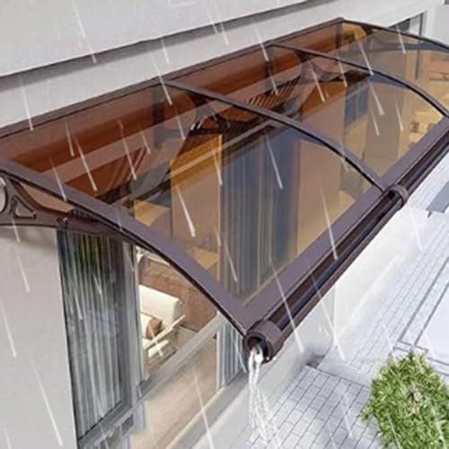Auvent de Porte et fenêtres d'entrée Marquise carport Solaire abri banne entrée Protectio Exterieur Contre Pluie UV chapiteau Porche Ombre Toit Terrasse Peint Support en Métal (Color : Brown, Size :