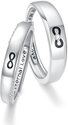 Infinity Ring 925 Sterling Silber Unendlichkeit Ringe für Damen Versprechen Ring Verstellbar Paar Ringe Valentinstags Geschenke für Freundin Freund Ehefrau