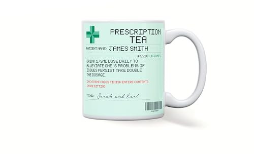 forefrontdesigns Personalised Prescription Coffee Mug – Funny Novelty Tea & Pharmacy Mug, Nurse & Pharmacist Gift, Medical Coffee Cup for Doctors, Paramedics & Drinkers