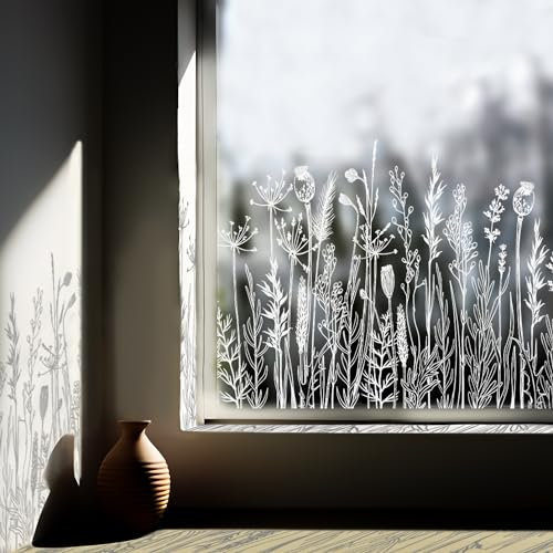 neukids Flores silvestres y hierbas vinilos para cristalesvinilos electrostaticos vinilos para cristales decorativos, Pegatinas de Ventana para Salón Dormitorio Cocina Baño Oficina Jardín de Infancia