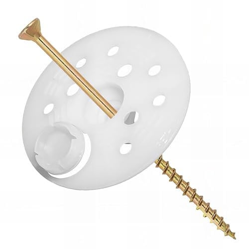 Lot de 100 Rondelles d'isolation - Diamètre de 60 mm + 100 Vis à bois - Longueur de 120 mm