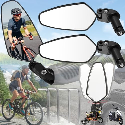 Benaton 2 Stück HD 360° Fahrrad Rückspiegel, Mountainbike Fahrradspiegel, Drehbar Lenker Spiegel für E-Bike, Verstellbar 18-22 mm (4 x Inbusschlüssel)