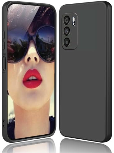 DESSEN Coque pour Oppo Reno 6 5G (Reno6 5G) Étui - Liquide Silicone Housse Antichoc Protection Case Souple Mince TPU Cover Bumper avec Doublure en Microfibre Anti-Rayures, Noir