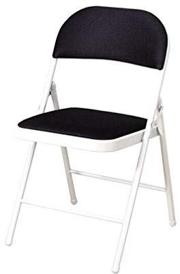 WADRBSW Recliners Deluxe-Klappstuhl mit Stoffpolsterung – Stabiler Metallrahmen, zusammenklappbarer Bürostuhl, schwarzes Netzgewebe to Pursue Happiness