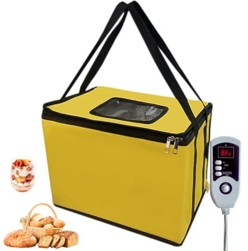 Boîte à pain avec chauffage - Armoire de fermentation pliable - Température et minuterie réglables - Pour la cuisson du pain, du yaourt, du natto et du savon fait à la main - 40 x 26 x 30 cm