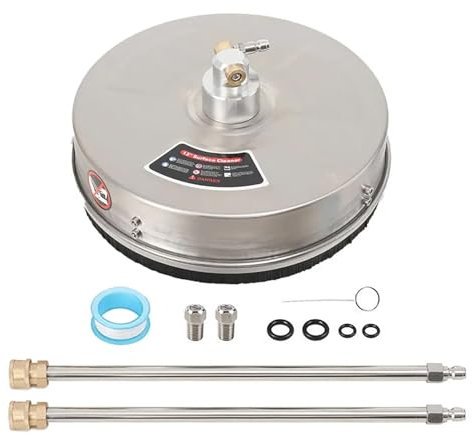 NICCOO 13inch Pressure Washer Surface Cleaner Stainless Steel 1/4 Quick Connector, Power Washer Attachment with 2 Extension Wands, 2 Replacement Nozzles, 4000 PSI