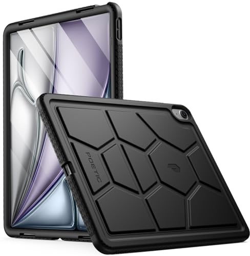 Poetic TurtleSkin Series Schutzhülle für iPad Air 13 (2024), robust, stoßfest, kinderfreundlich, Silikon, Schwarz