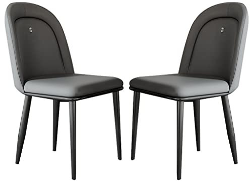 BAKULI Wasserfeste Lederstühle für Küche, Esszimmer, Schlafzimmer, Heiratszimmer, Balkon, Sofa, Stuhl, schmiedeeiserne Beine, Schminktisch, Make-up-Stuhl (hell-dunkelgrau)