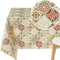 KP Home Wachstuchtischdecke Kacheloptik Fliesen Muster Wasserdicht Wachstuch Rechteckig 300x140 Portugiesisch Azulejos Beige Rot Wachstischdecke Vinyl PVC Tischdecke Abwischbare Kunststoff Pflegeleich