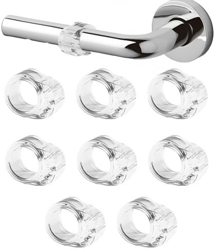 RAMGLYO set di 8 paracolpi per maniglie delle porte maniglia fermaporta altamente elastica per proteggere pareti e mobili (18mm) (trasparente)