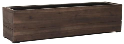 VIVANNO Pflanzkübel Blumenkübel Holz KAJIX mit Einsatz 82x21x21 cm Dunkelbraun