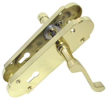 Brass Internal Door Handles - Door Handles Internal Sets, Brass Door Handle Set for Internal Doors, Door Handle in Electro Brass (1 Pair of Lock Handles)