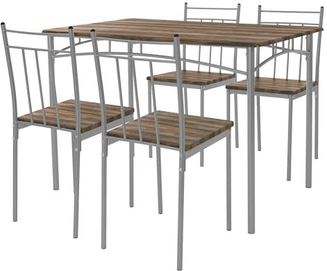 ML-Design Esstisch mit 4 Stühlen, Treibholz, Essgruppe Set 5-TLG für 4 Personen, Holz, Esszimmerstühle mit Metallbeinen, Küchentisch Set, Esszimmergarnitur, Sitzgruppe für Esszimmer Wohnzimmer Küche