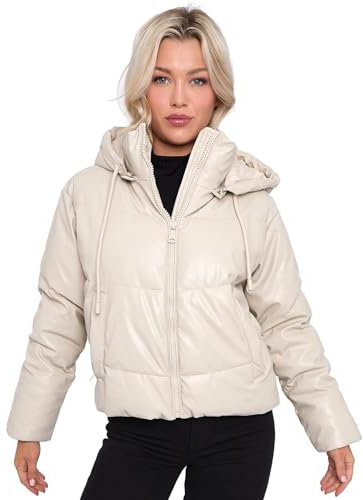 SS7 Damen PU Pufferjacke Bombermantel aus Kunstleder