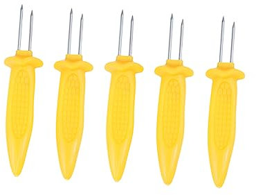 5 Pz bastoncini per arrostire forchettone barbecue kit bbq spiedini di alla griglia tornitore per barbecue forchette da barbecue forchetta con manico di mais Yellow BESPORTBLE