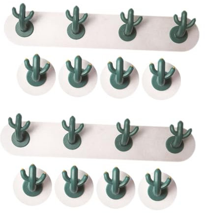 Warmhm 4 Sets Creative Cactus Hooks Self-Adhesive Wall Hooks Multi-use Coat Key Bag Hanger Space-Saving for Home