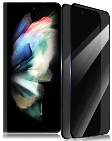 Gelaasso 2 Pièces Verre Trempé Anti Espion pour Samsung Galaxy Z Fold 3 Protection d'écran, Dureté 9H Anti Rayures - Confidentialité Protection en Écran, film Verre protection Samsung Galaxy Z Fold 3